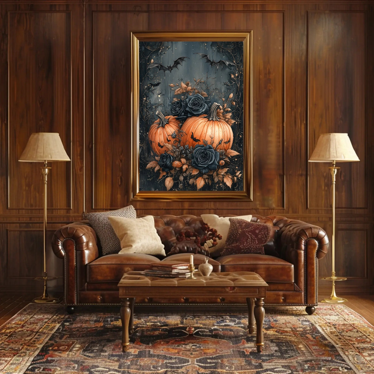 Halloween Pumpkin Bats: Abstract, Artistic, or Pop Culture Poster