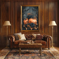 Halloween Pumpkin Bats: Abstract, Artistic, or Pop Culture Poster