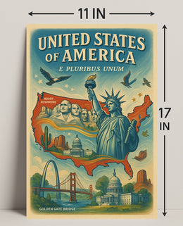 Iconic Symbols of America Poster PosterGoat