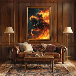 Fiery Knight in Battle: Epic Fantasy or Mythology Poster PosterGoat