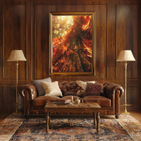 Mystical Enchantment in Grand Candle-Lit Library Poster PosterGoat