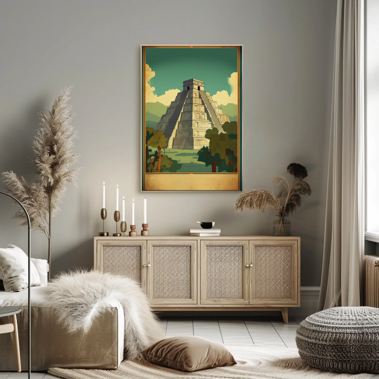 Chichen Itza Ancient Wonder Mexico Vintage Travel Poster