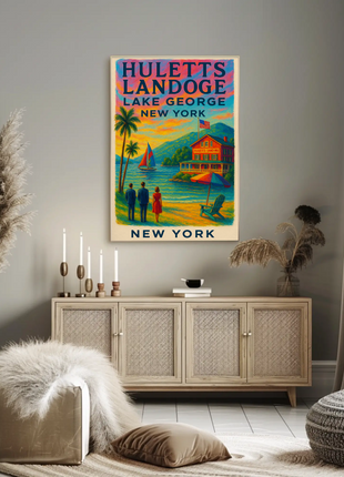 Huletts Landing Lake George New York Vintage Travel Poster