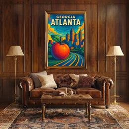 Atlanta Skyline and Peach Poster