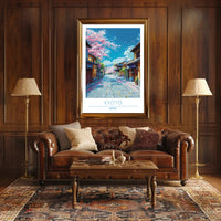 Kyoto Cherry Blossom Street Scene Travel Poster