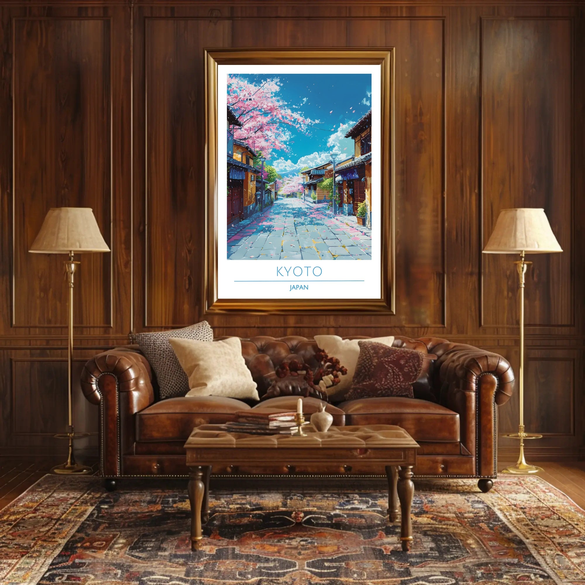 Kyoto Cherry Blossom Street Scene Travel Poster