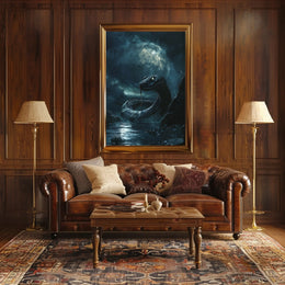 Mystical Snake Under Full Moon Fantasy or Mythology Poster PosterGoat