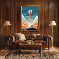 Rocket Launch Adventure: Vintage Space or Astronomy Poster