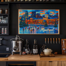 Winter Skating in Montreal Poster