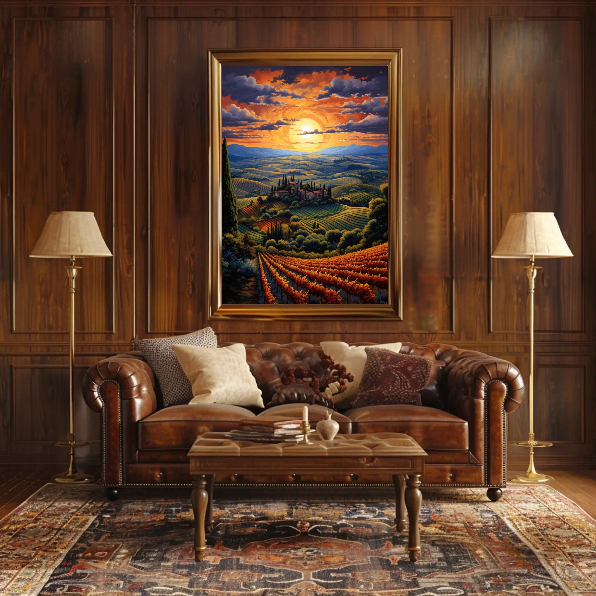 Sunset Over Tuscan Hills Poster