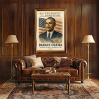 Barack Obama American Flag Illustrative Style Presidency Poster