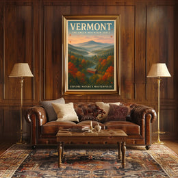 Vermont Scenic Poster Vintage Travel Wall Art