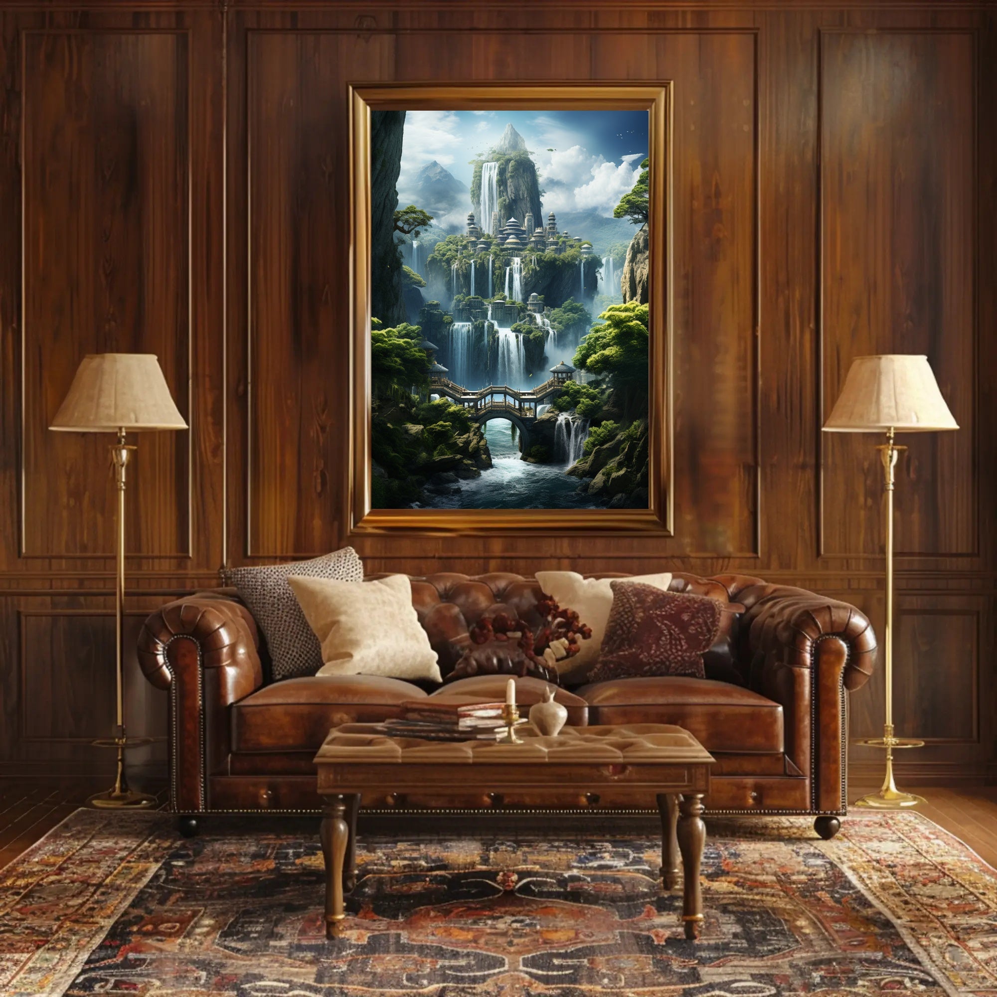 Enchanted Waterfall City Poster