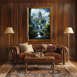 Enchanted Waterfall City Poster