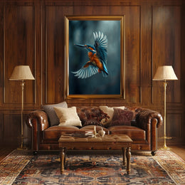 Kingfisher in Flight Photorealistic Animal Poster PosterGoat