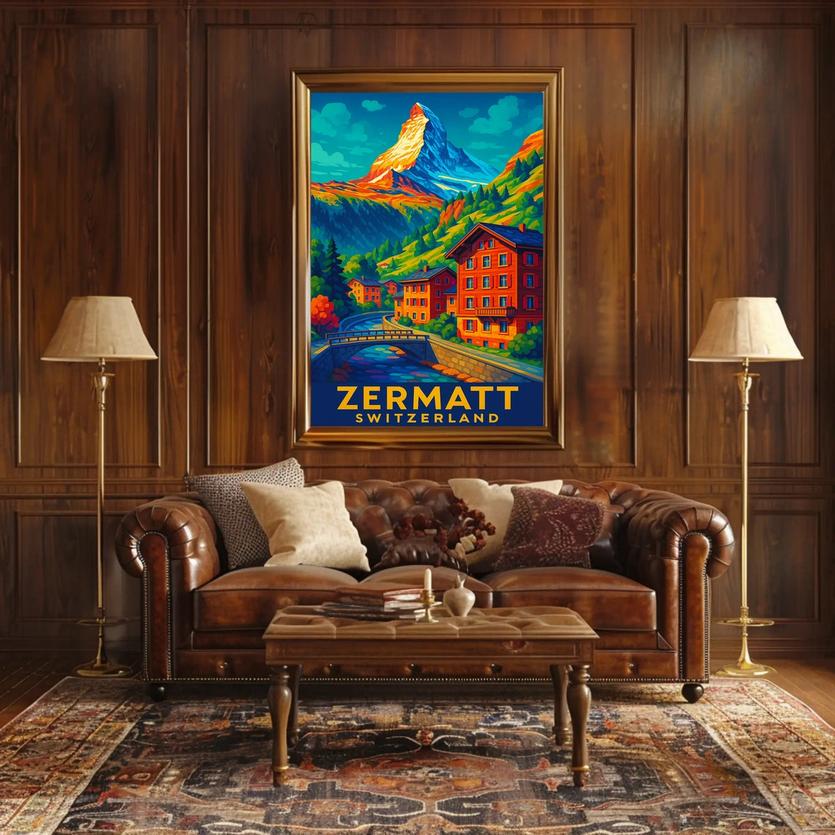 Zermatt Switzerland Scenic Alpine Majesty Wanderlust Lovers Travel Wall Art Poster