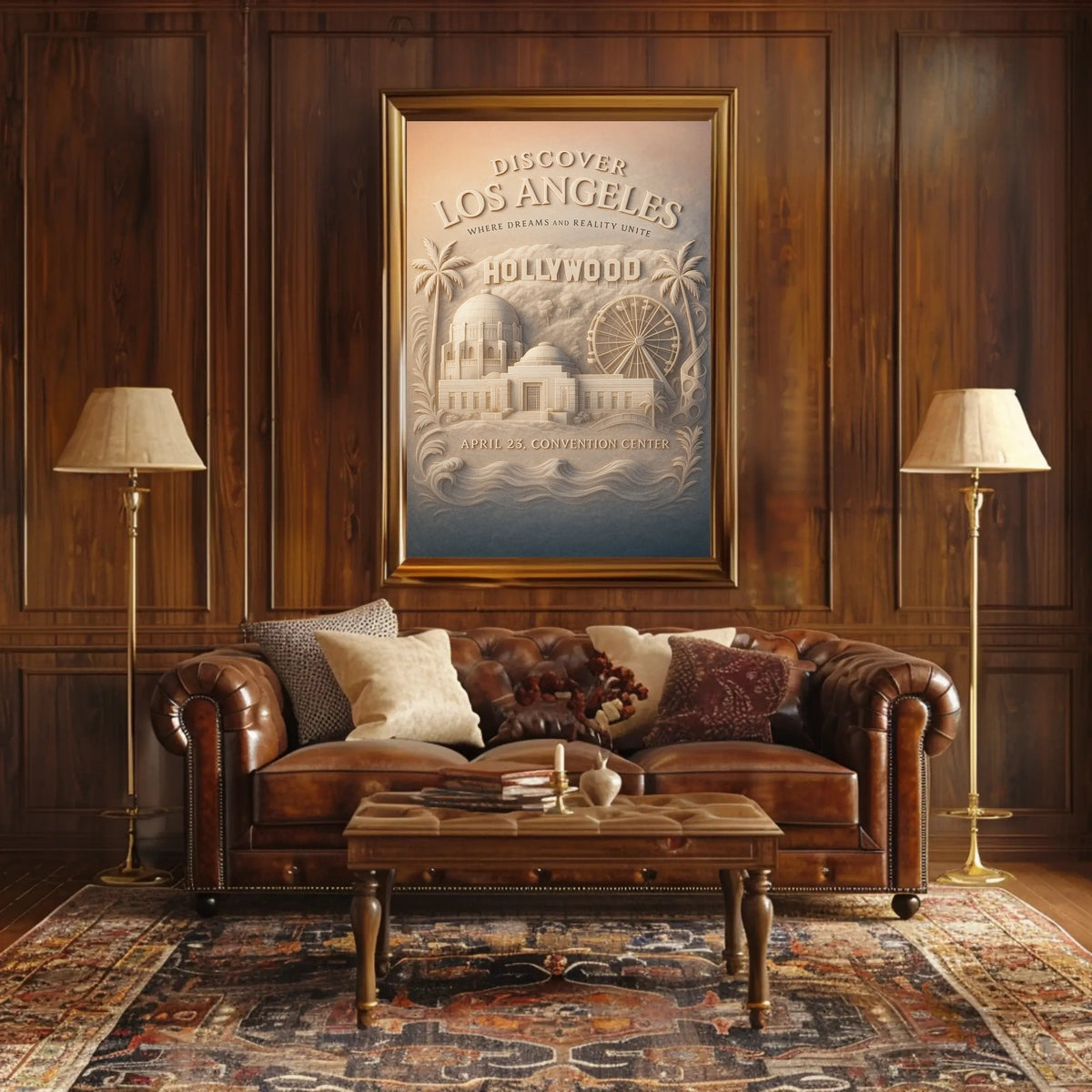 Los Angeles Dreamscape Vintage Landmarks Art Poster