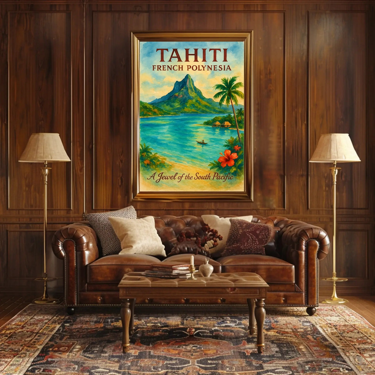 Tahiti Vintage Paradise Poster: Tropical Island Art Print