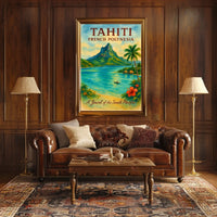Tahiti Vintage Paradise Poster: Tropical Island Art Print