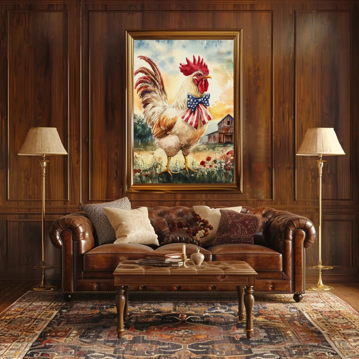 rooster crowing proudly at sunrise Poster
