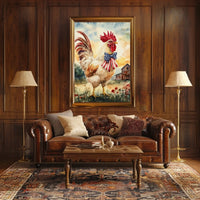 rooster crowing proudly at sunrise Poster