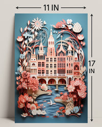 Whimsical Cityscape In Bloom Poster