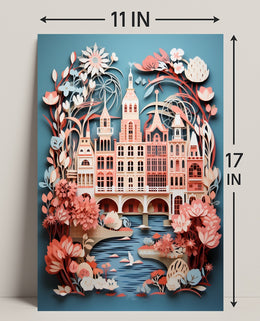 Whimsical Cityscape In Bloom Poster
