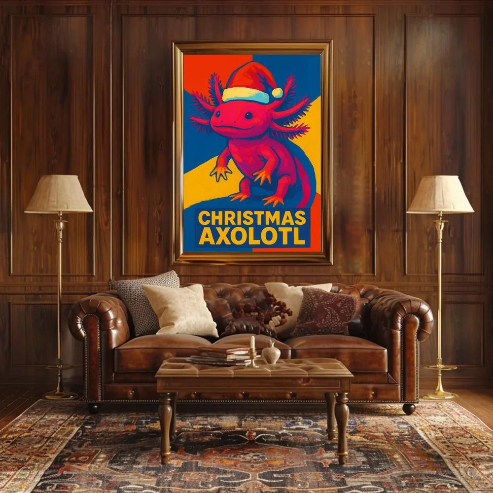 Christmas Axolotl Poster for Animal Lovers