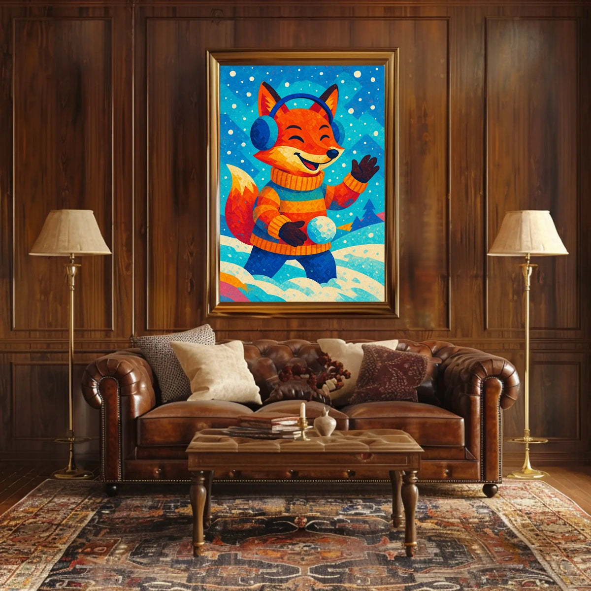 Winter Fox Scene Poster