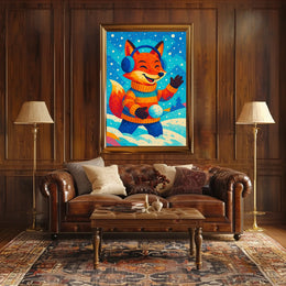 Winter Fox Scene Poster