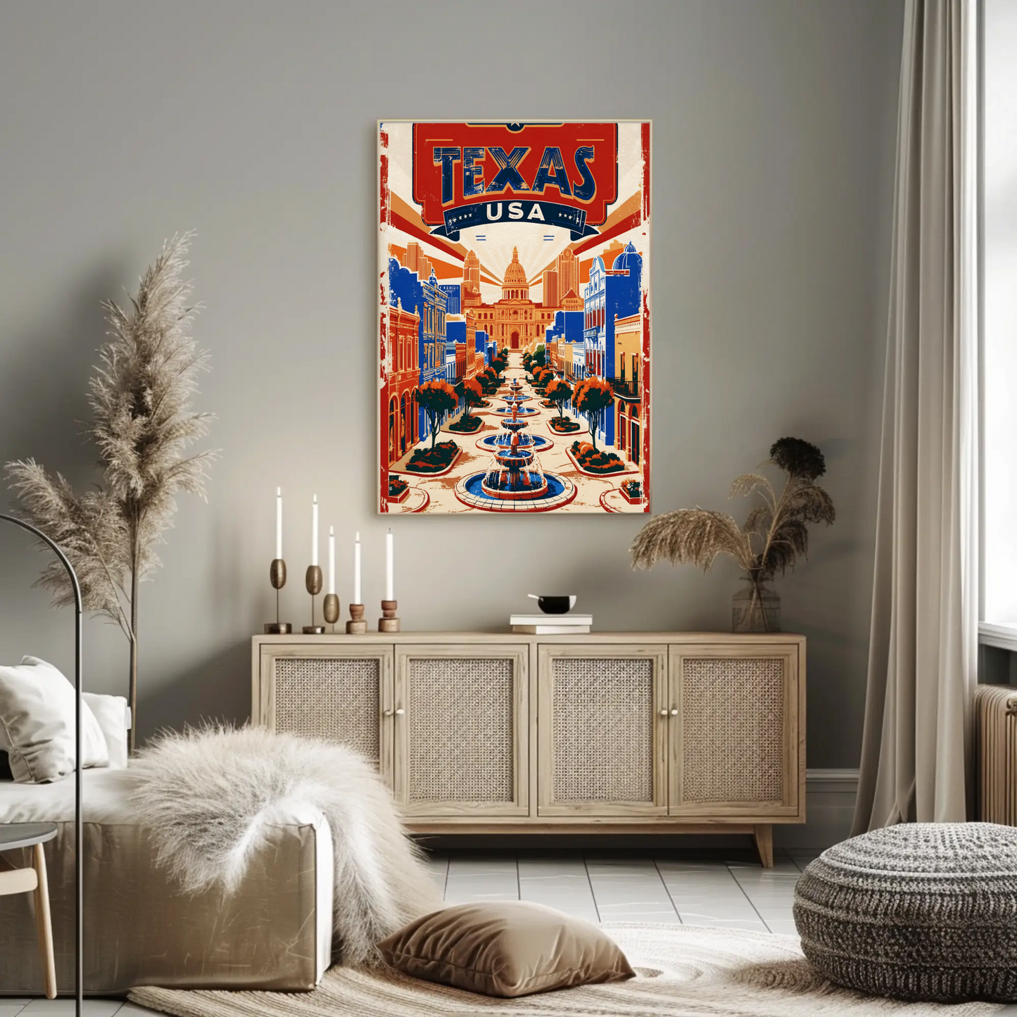 Texas USA Capitol Avenue Vintage Travel Poster