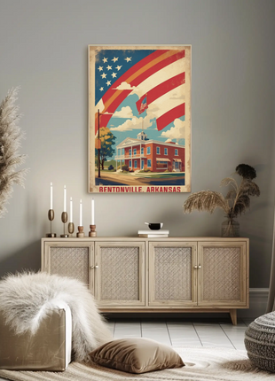 Bentonville Arkansas Town Center Vintage Travel Poster