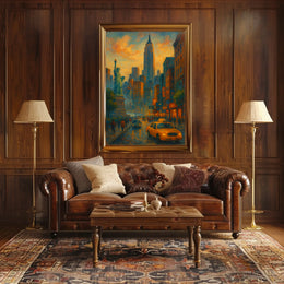 New York City Dusk Urban Scene Poster Modern Wall Art