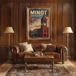 Minot North Dakota Scenic Vintage Travel Wanderlust Poster