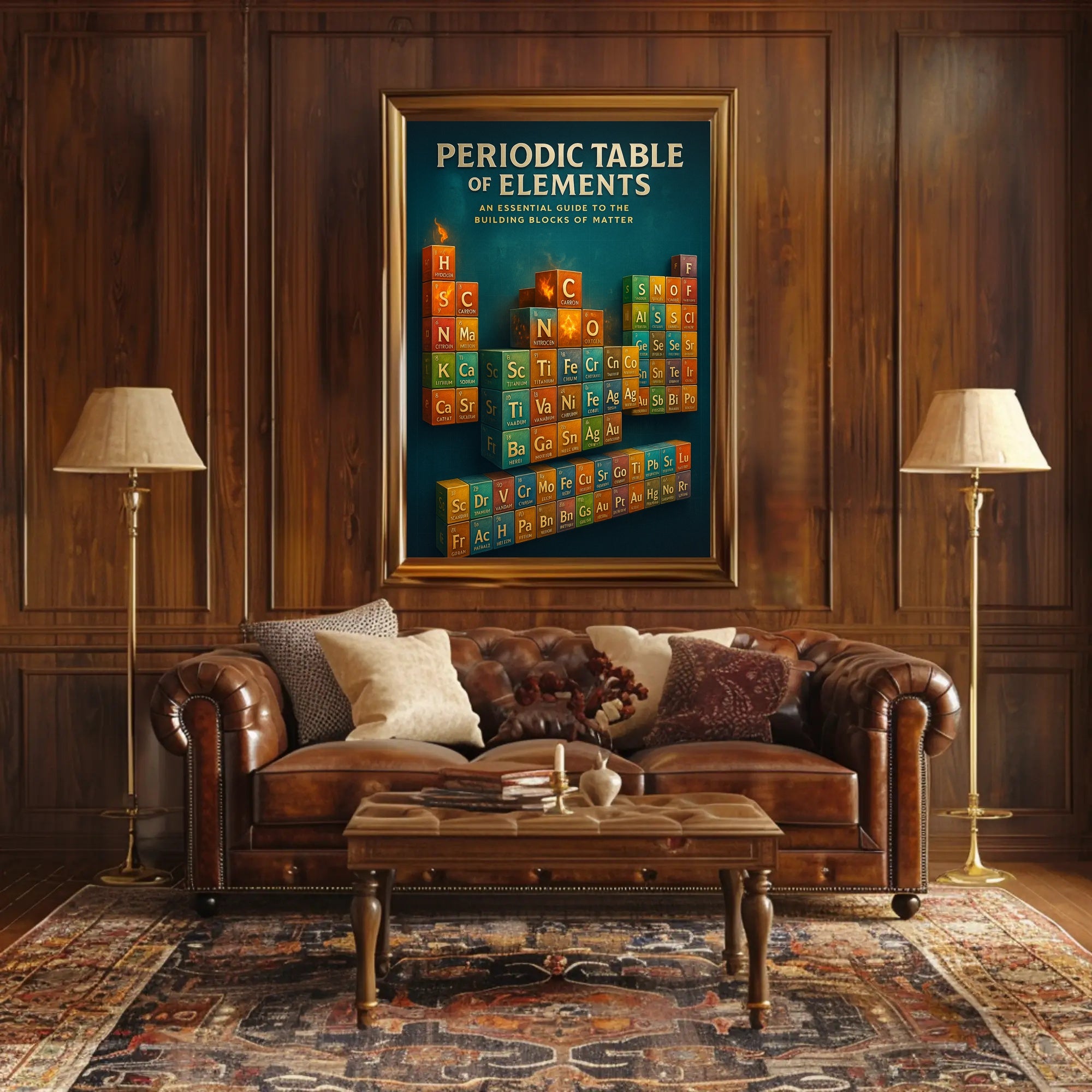 Periodic Table 3D Cubes Educational or Infographic Poster