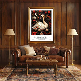 Swan and Floral Elegance, Arts and Crafts Poster