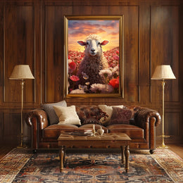 Serene Sheep At Sunset Poster PosterGoat