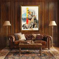 Modern Architecture on Cliff Artistic Abstract Poster