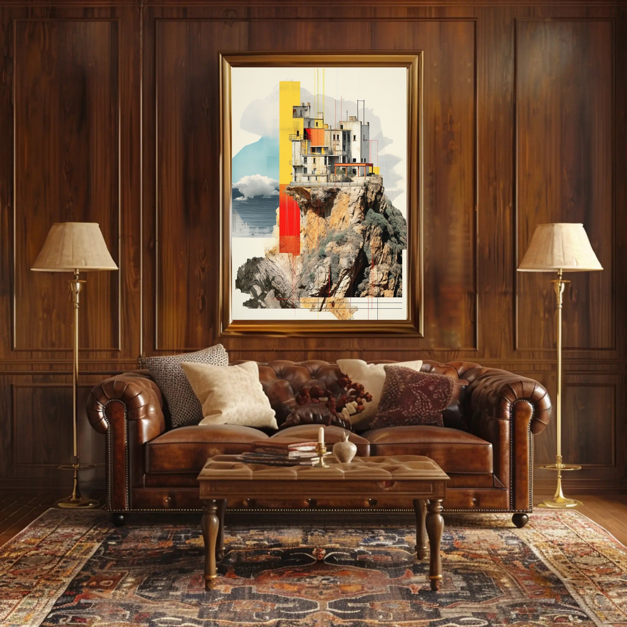 Modern Architecture on Cliff Artistic Abstract Poster