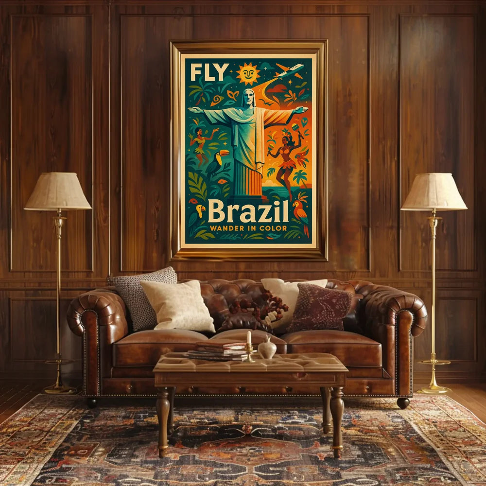 Brazilian Travel Adventure Retro Vibrant Colorful Travel Poster PosterGoat