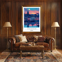 Stockholm Sunset Cityscape: Urban or Cityscape Poster