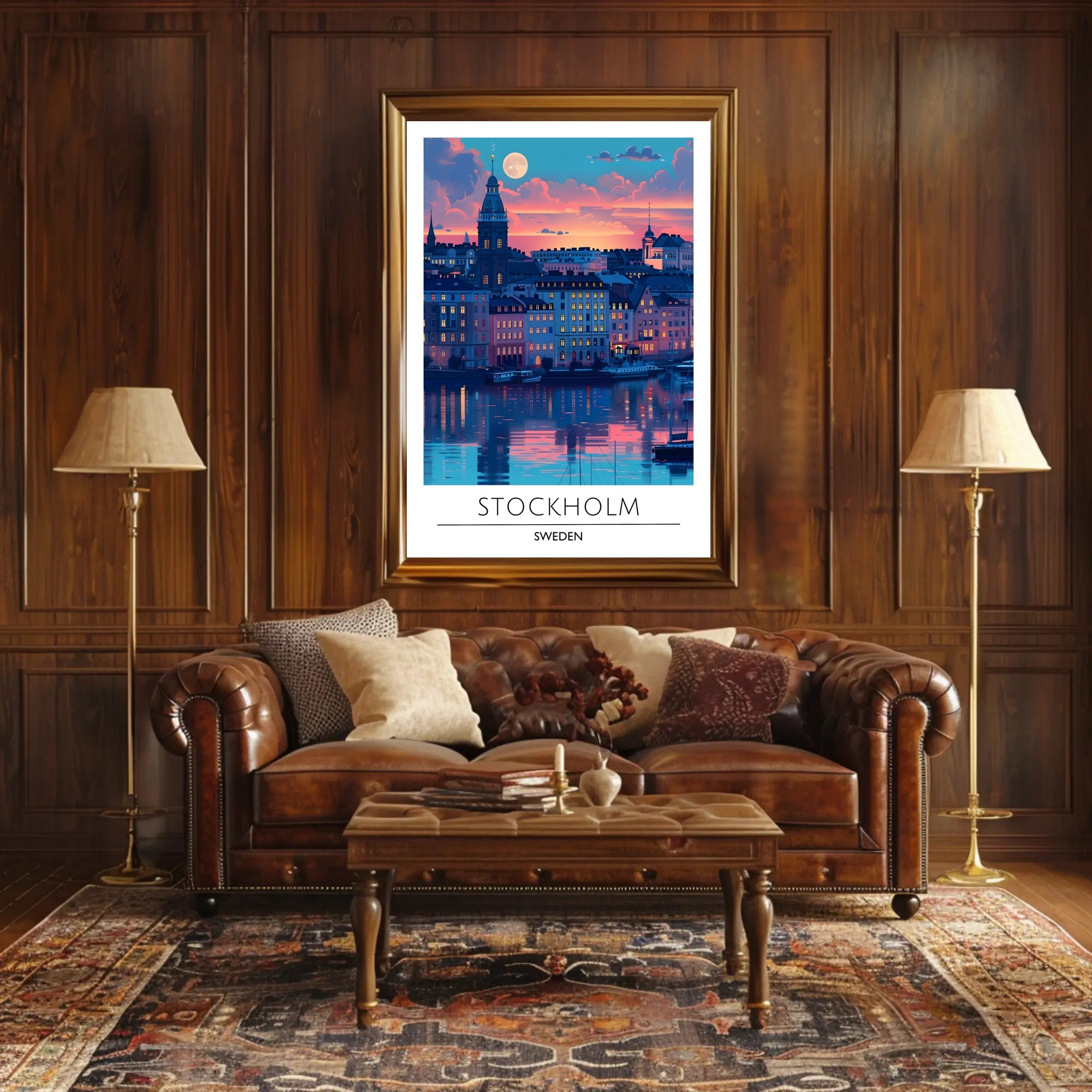 Stockholm Sunset Cityscape: Urban or Cityscape Poster