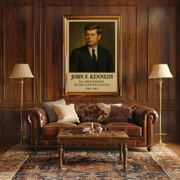 John F. Kennedy Portrait from 1960s Historical Presidential Poster