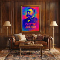 Chester A. Arthur 21st President of the United States Neon Gradient Overlay Poster