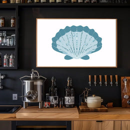 Stylized Blue Seashell Minimalist Art Poster