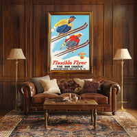 Flexible Flyer Skiing Poster PosterGoat