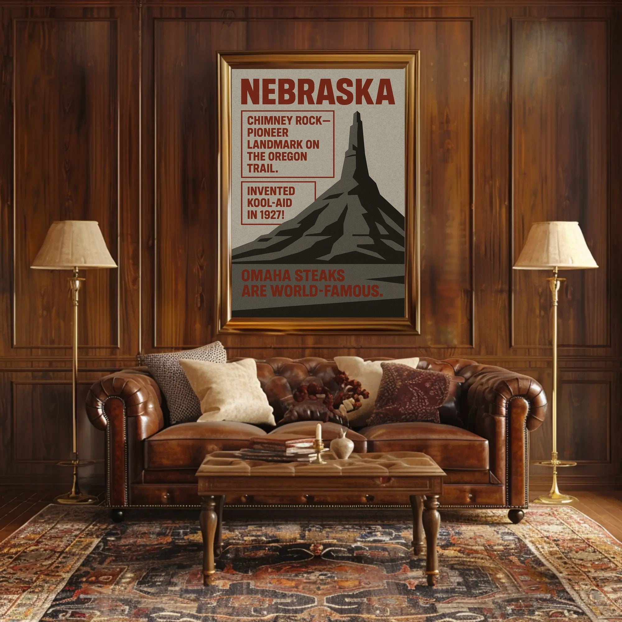 Nebraska Highlights Wall Art Print Decor PosterGoat