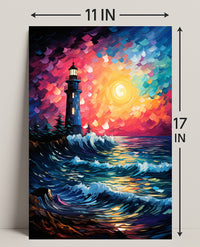Lighthouse At Sunset Poster