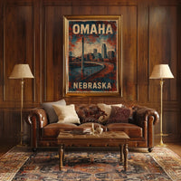 Omaha Cityscape Vintage Souvenir Poster