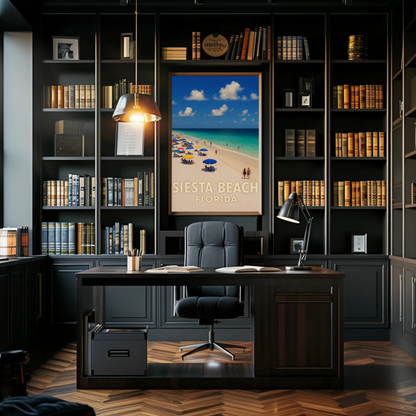 Siesta Beach Florida Umbrellas Blue Ocean Poster Poster